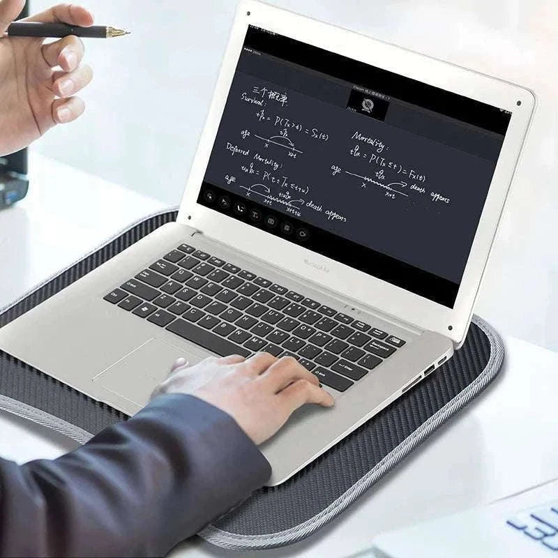 Cushioned Laptop Lap Desk with Wood Surface & Built-In Mouse Pad-LV-32 grey