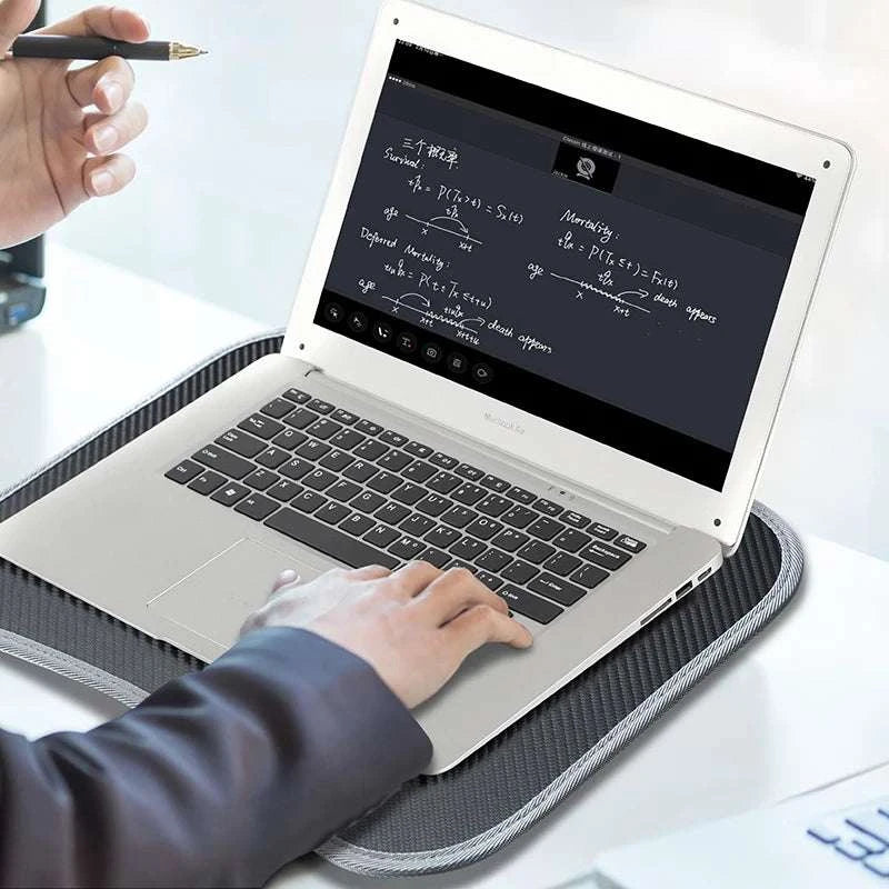 Cushioned Laptop Lap Desk with Wood Surface & Built-In Mouse Pad-LV-32 grey