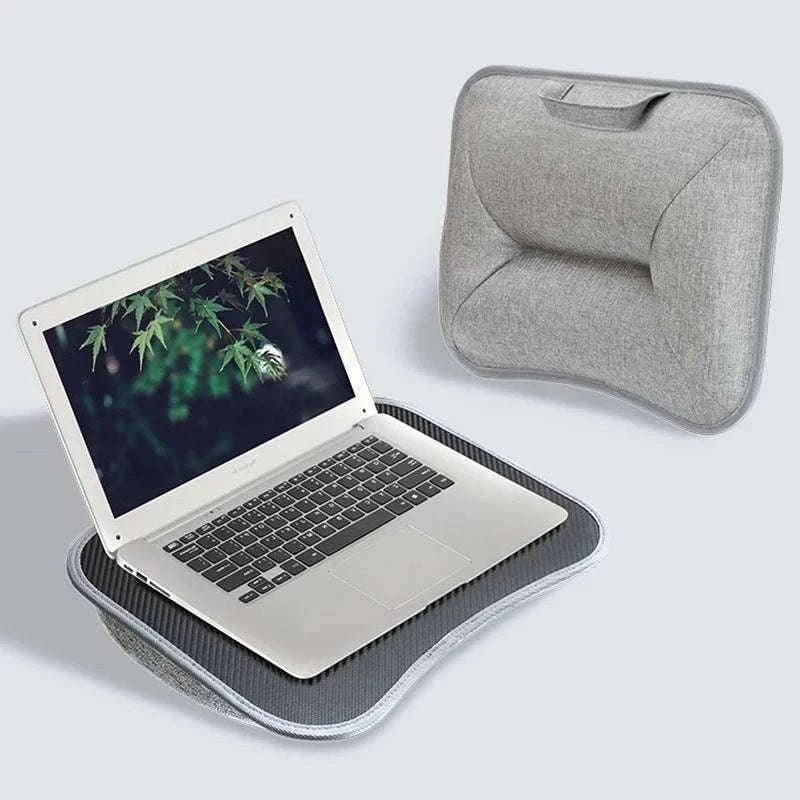 Cushioned Laptop Lap Desk with Wood Surface & Built-In Mouse Pad-LV-32 grey