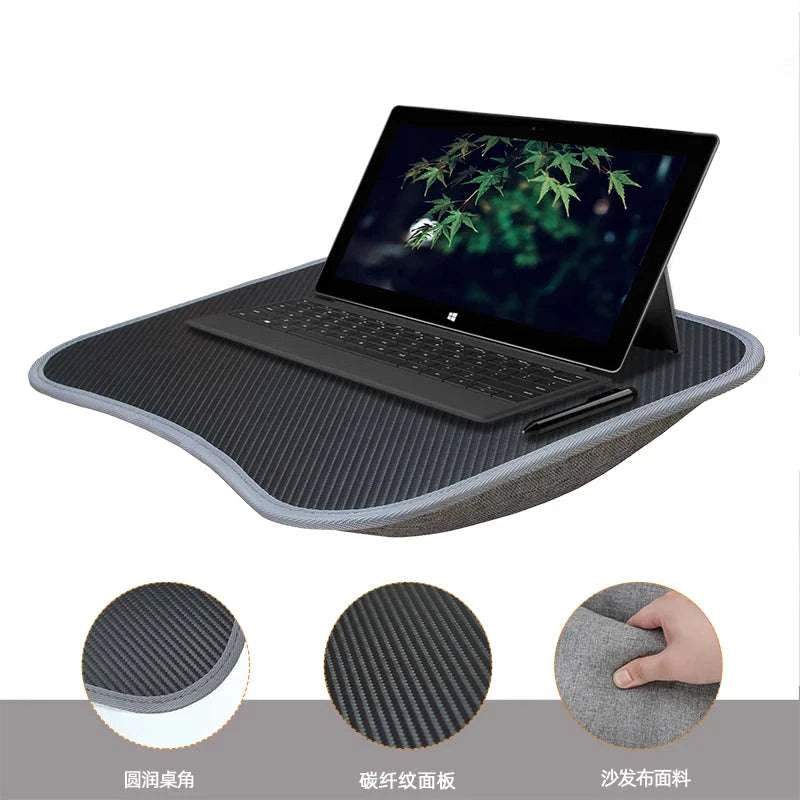 Cushioned Laptop Lap Desk with Wood Surface & Built-In Mouse Pad-LV-32 grey