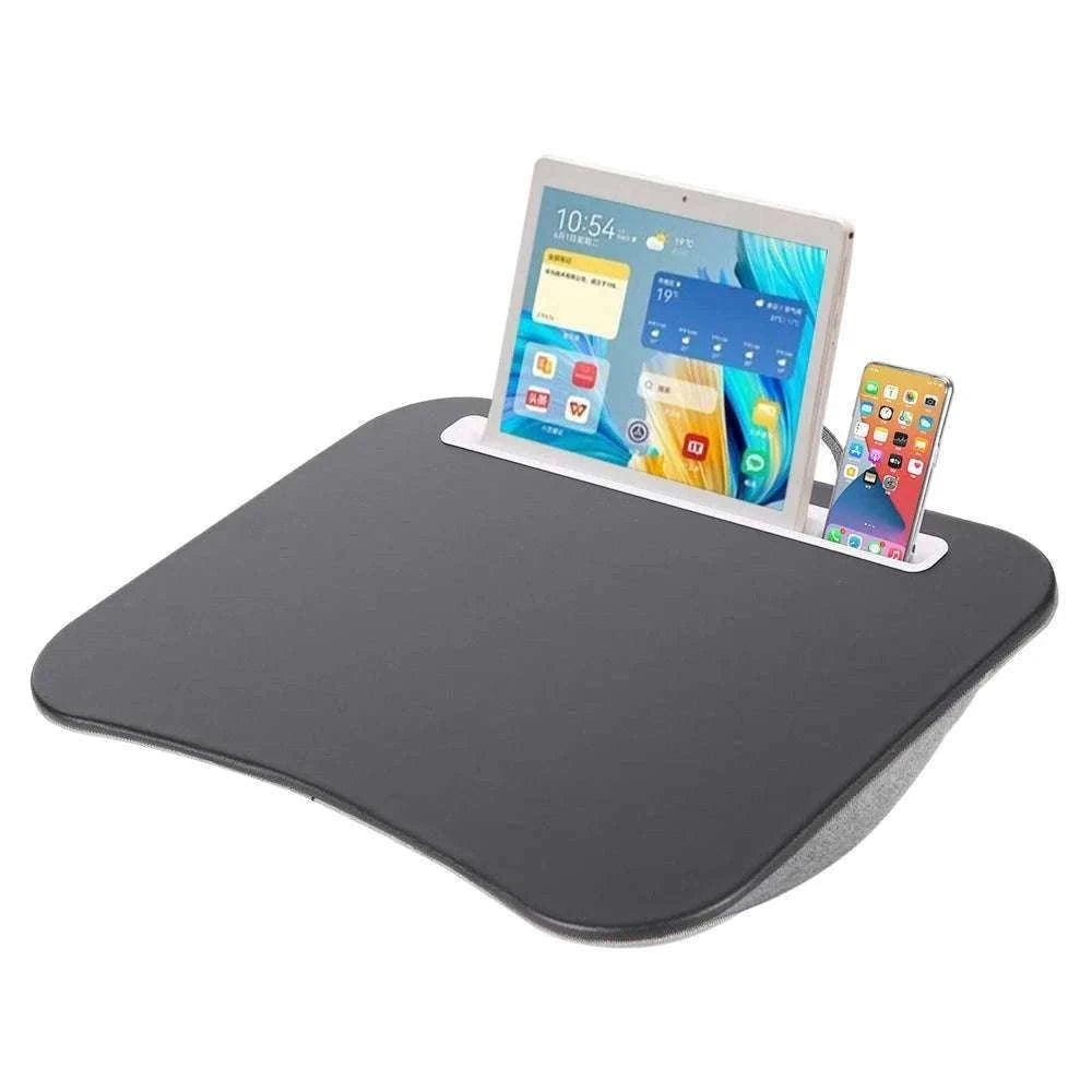 Cushioned Laptop Lap Desk with Wood Surface & Built-In Mouse Pad-LV-32 grey