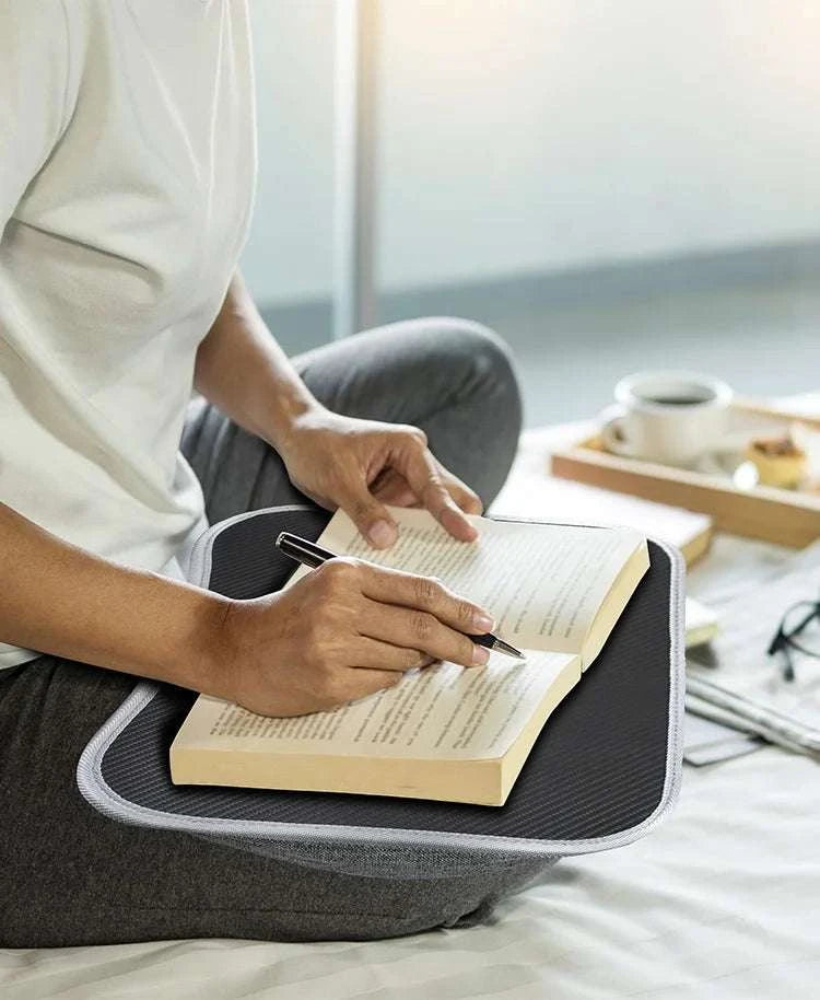 Cushioned Laptop Lap Desk with Wood Surface & Built-In Mouse Pad-LV-32 grey