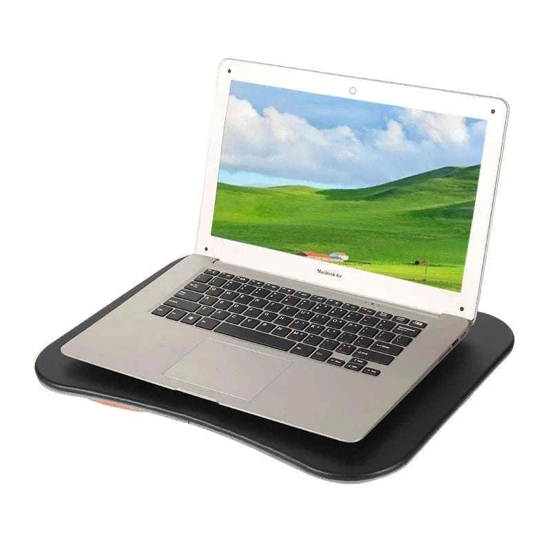 Cushioned Laptop Lap Desk with Wood Surface & Built-In Mouse Pad-LV-32 grey