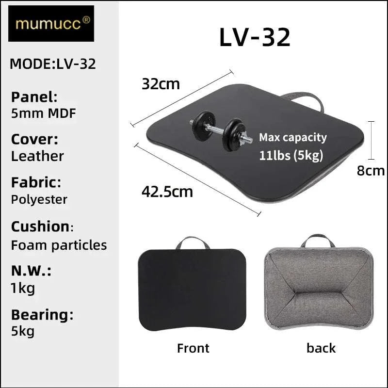 Cushioned Laptop Lap Desk with Wood Surface & Built-In Mouse Pad-LV-32 grey