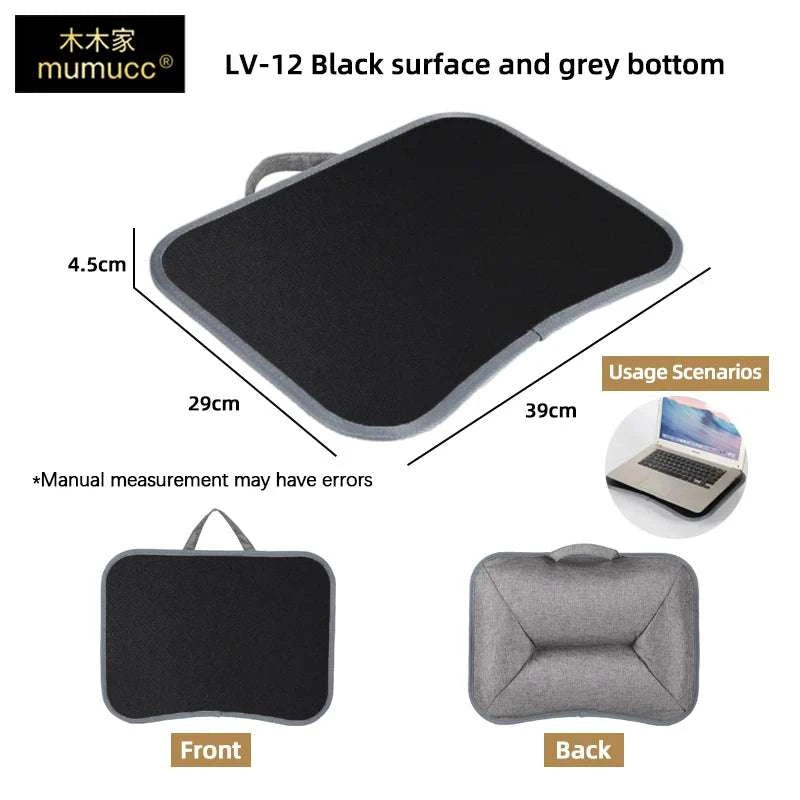 Cushioned Laptop Lap Desk with Wood Surface & Built-In Mouse Pad-LV-32 grey
