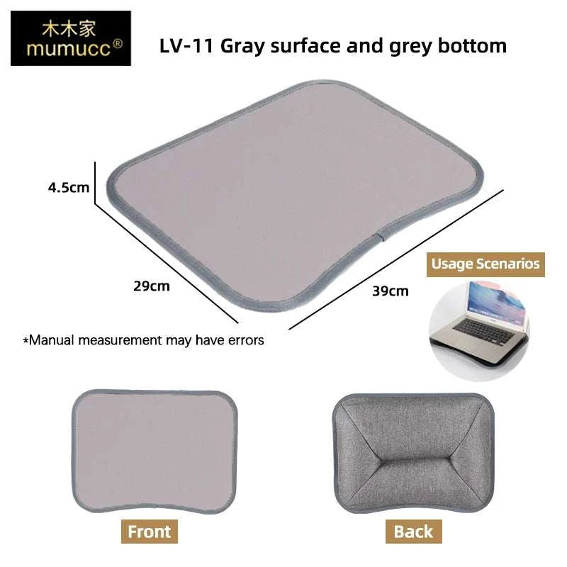 Cushioned Laptop Lap Desk with Wood Surface & Built-In Mouse Pad-LV-32 grey