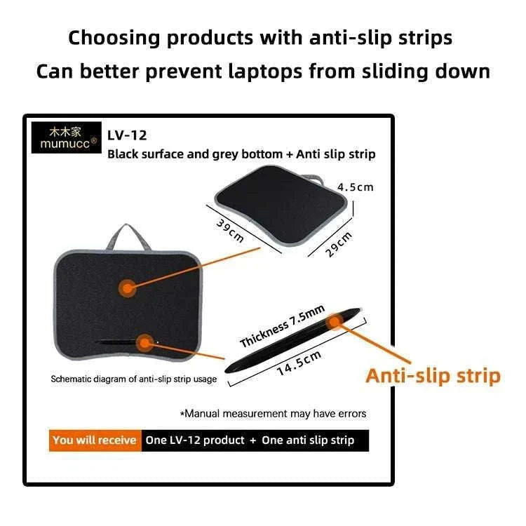 Cushioned Laptop Lap Desk with Wood Surface & Built-In Mouse Pad-LV-32 grey