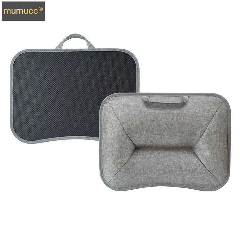 Cushioned Laptop Lap Desk with Wood Surface & Built-In Mouse Pad-LV-32 grey