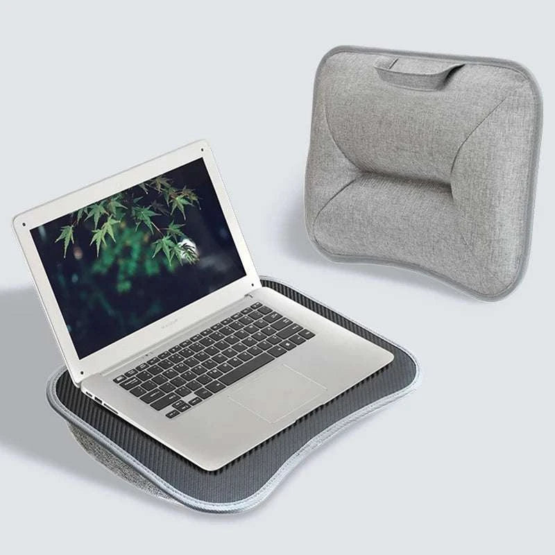 Cushioned Laptop Lap Desk with Wood Surface & Built-In Mouse Pad-LV-32 grey