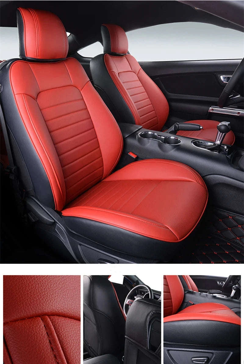 Custom Fit Mustang Car Seat Covers Full Set-black 1 / Nappa leather / four seasons|2012-2014 Coupe|Front ad rear 4seats