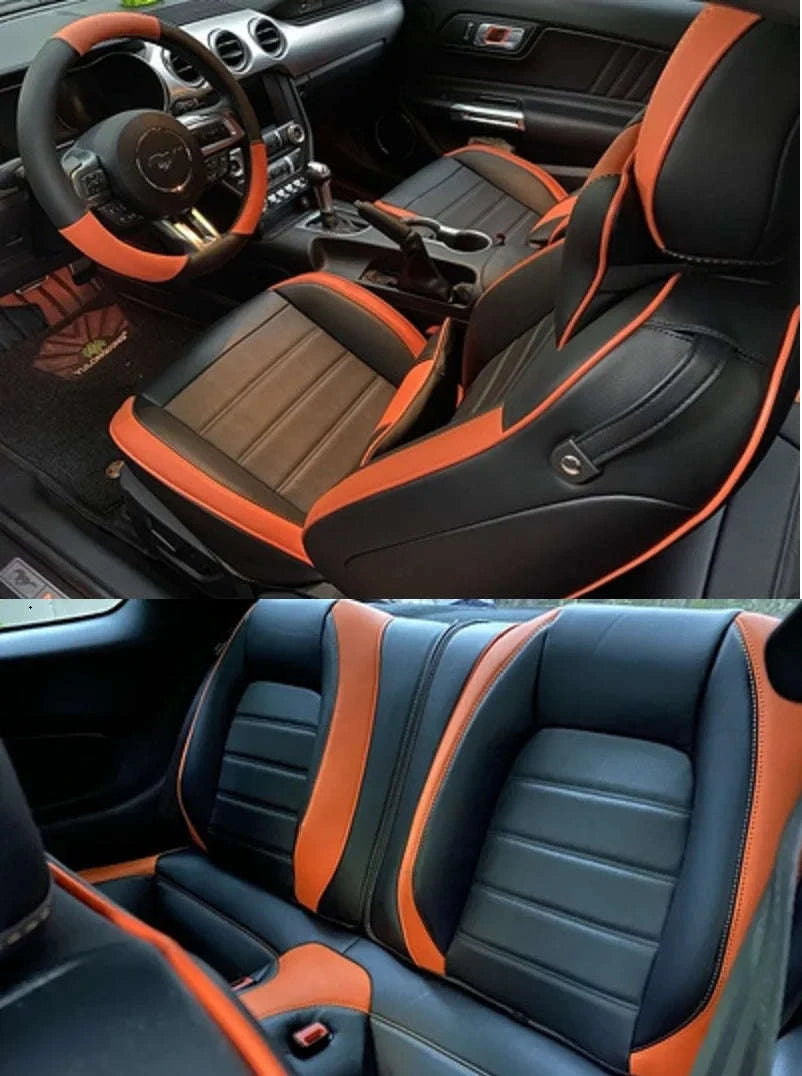 Custom Fit Mustang Car Seat Covers Full Set-black 1 / Nappa leather / four seasons|2012-2014 Coupe|Front ad rear 4seats