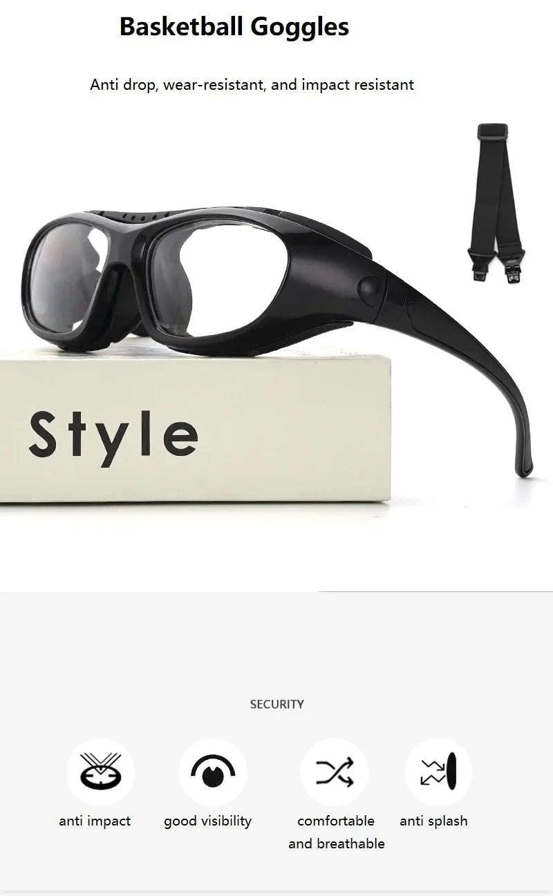 Customizable Basketball Sports Goggles for Active Play-Gray / myopia -400