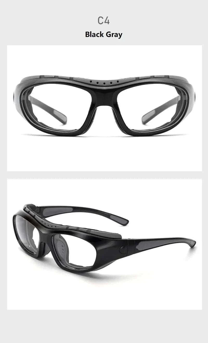Customizable Basketball Sports Goggles for Clear, Secure Play-Gray / myopia -400