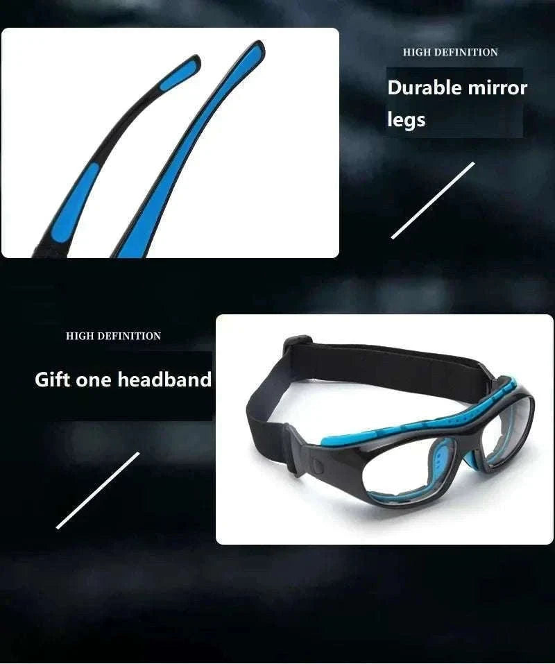 Customizable Basketball Sports Goggles for Clear, Secure Play-Gray / myopia -400