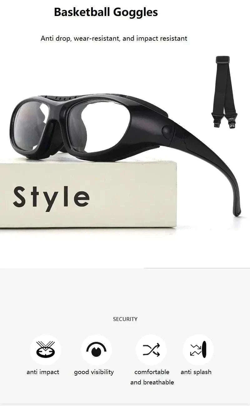 Customizable Basketball Sports Goggles for Clear, Secure Play-Gray / myopia -400