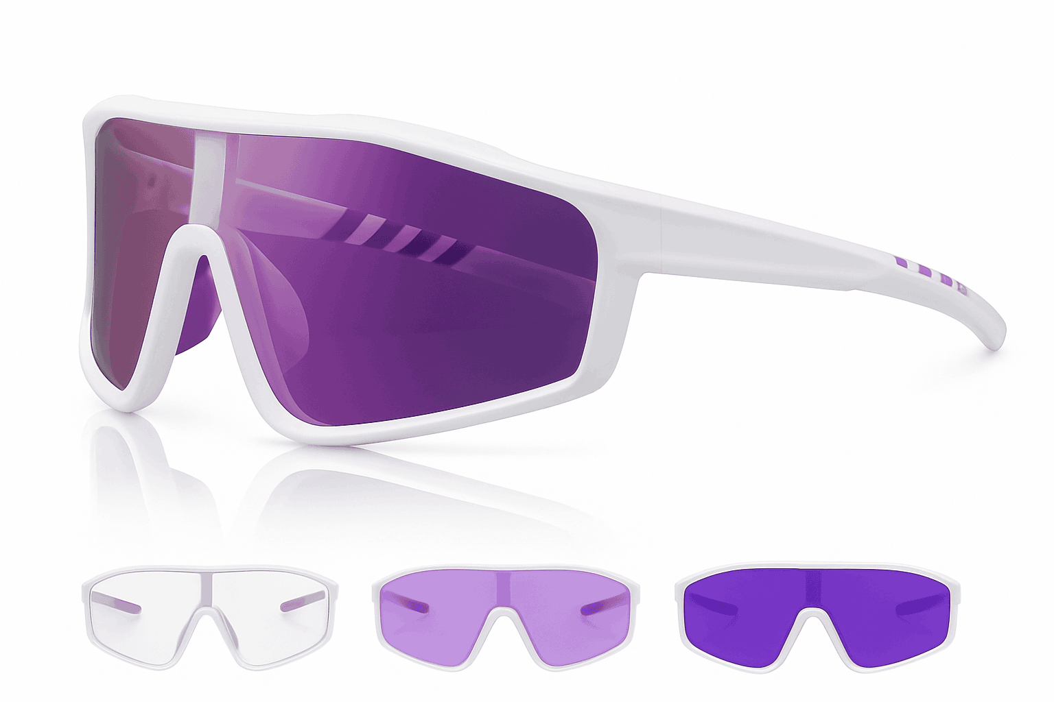 Customizable Prescription Sports Sunglasses with Photochromic Lenses-Black-Blue / myopia -5.5