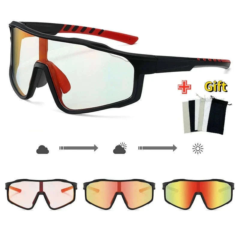 Customizable Prescription Sports Sunglasses with Photochromic Lenses-Black-Blue / myopia -5.5