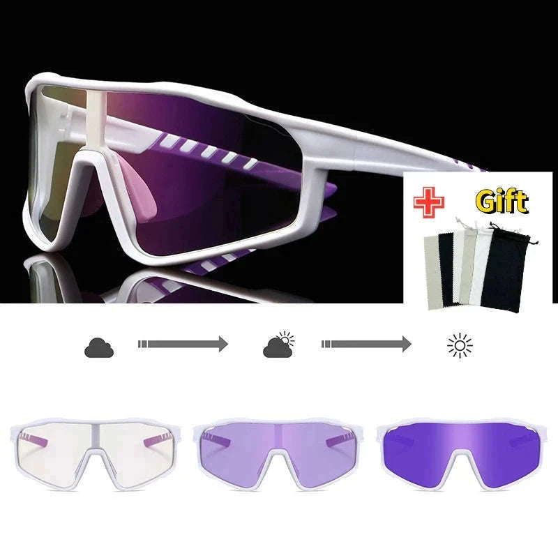 Customizable Prescription Sports Sunglasses with Photochromic Lenses-Black-Blue / myopia -5.5