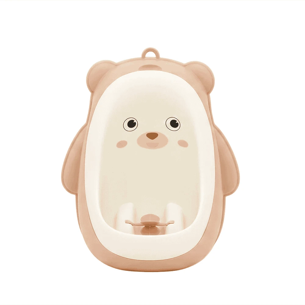 Cute Bear Kids Urinal with Spinner & Detachable Tank for Boys-YELLOW