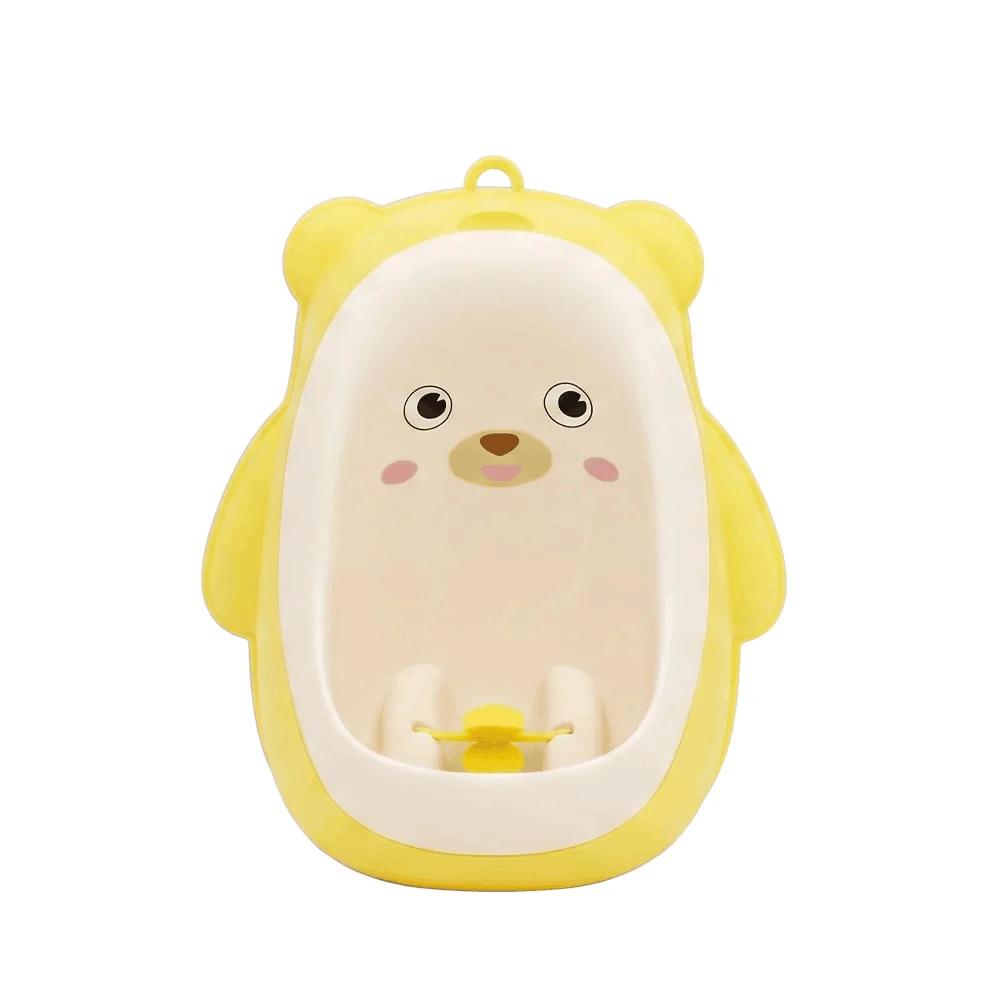 Cute Bear Kids Urinal with Spinner & Detachable Tank for Boys-YELLOW