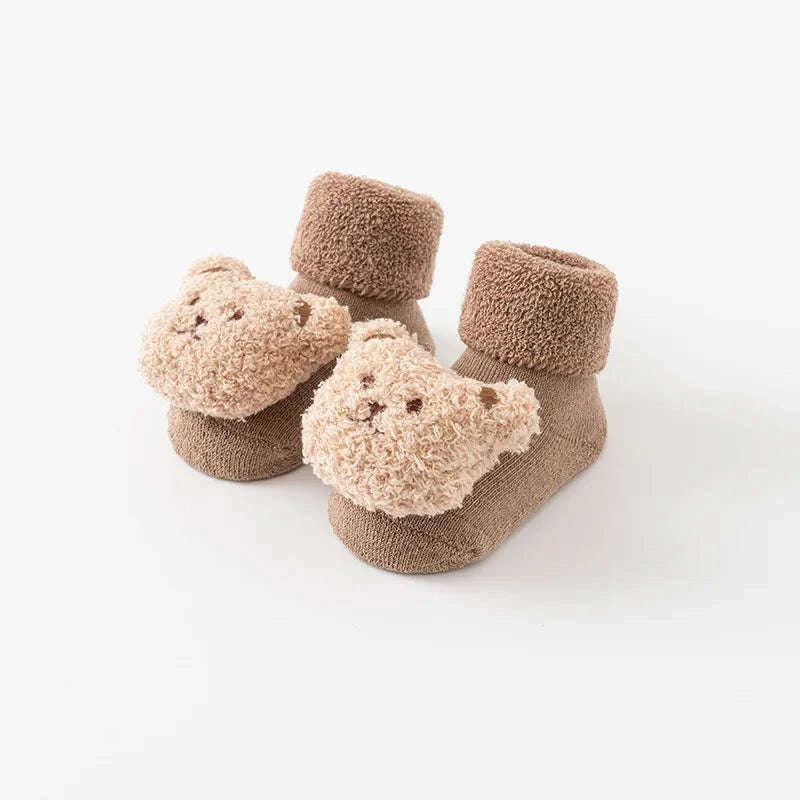 Cute Cartoon Bear Baby Socks-Khaki / 0-1Years(S)