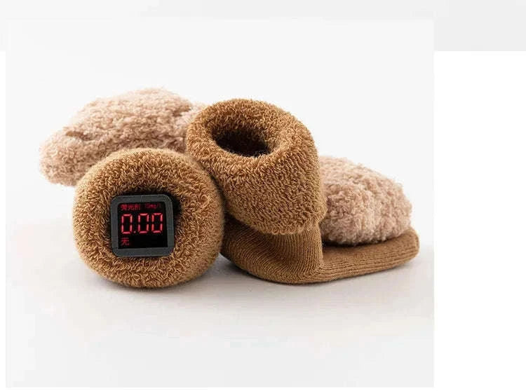 Cute Cartoon Bear Baby Socks with Anti-Slip Soles-Khaki / 0-1Years(S)