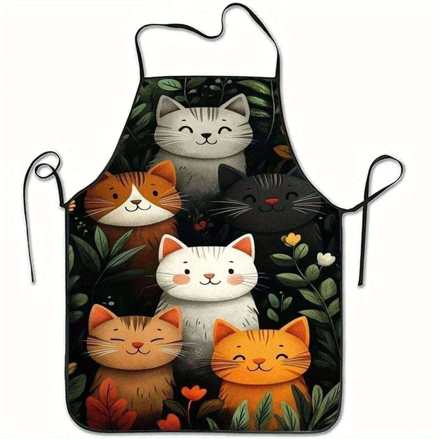 Cute Cat Pattern Kitchen Apron with Hearts & Stars Design-B / 50x75cm