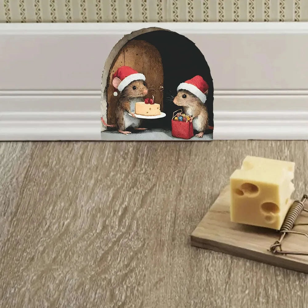 Cute Christmas Mouse Wall Stickers-D