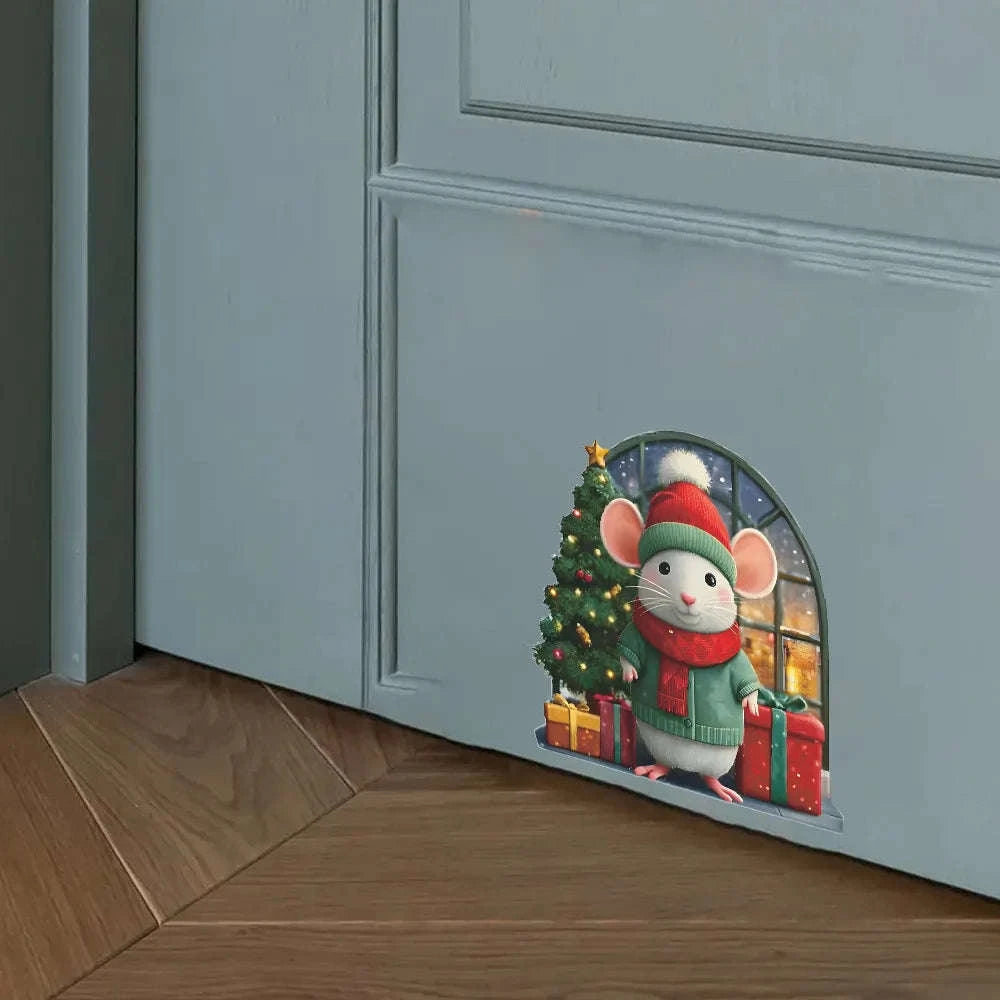 Cute Christmas Mouse Wall Stickers-D
