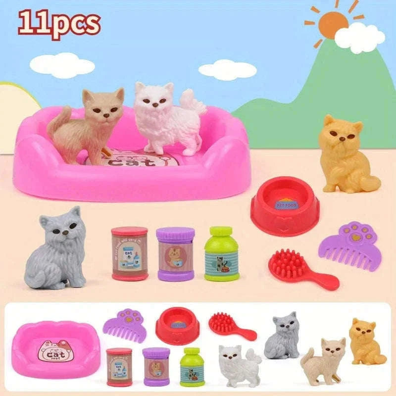 Cute Dog Doll Set with Basket and Play Scene-as  pic