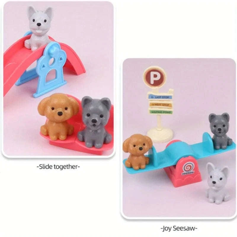 Cute Dog Doll Set with Pet Basket and Play Scene-as  pic