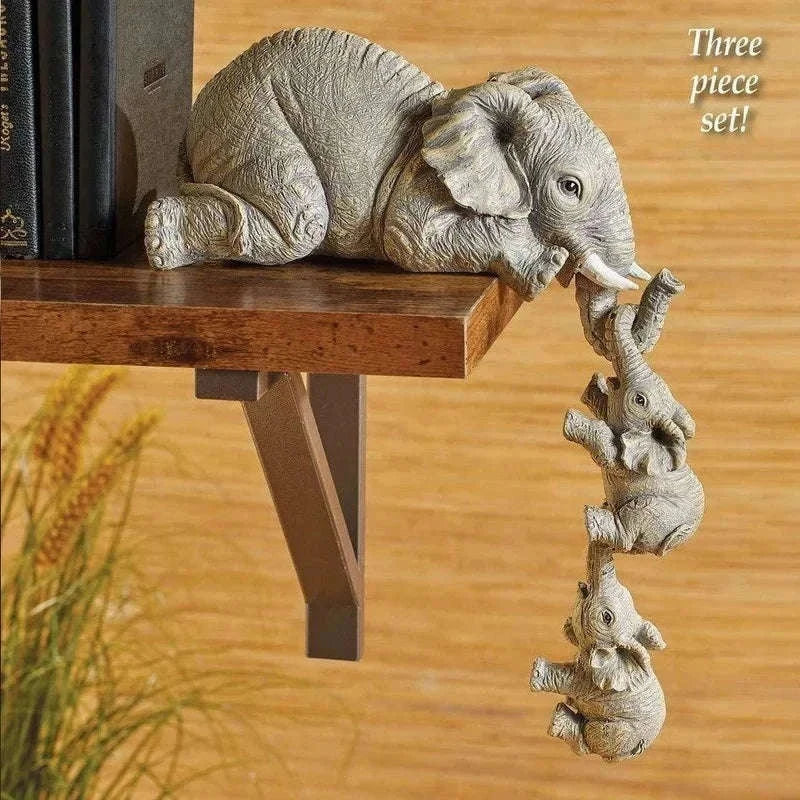 Cute Elephant Figurines Set for Warm, Charming Home Decor-Default Title