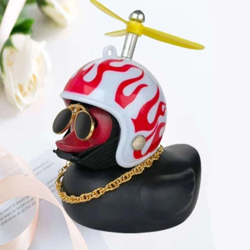 Cute Helmet Duck Car Decoration with Helmet, Propeller, Chain-Type14