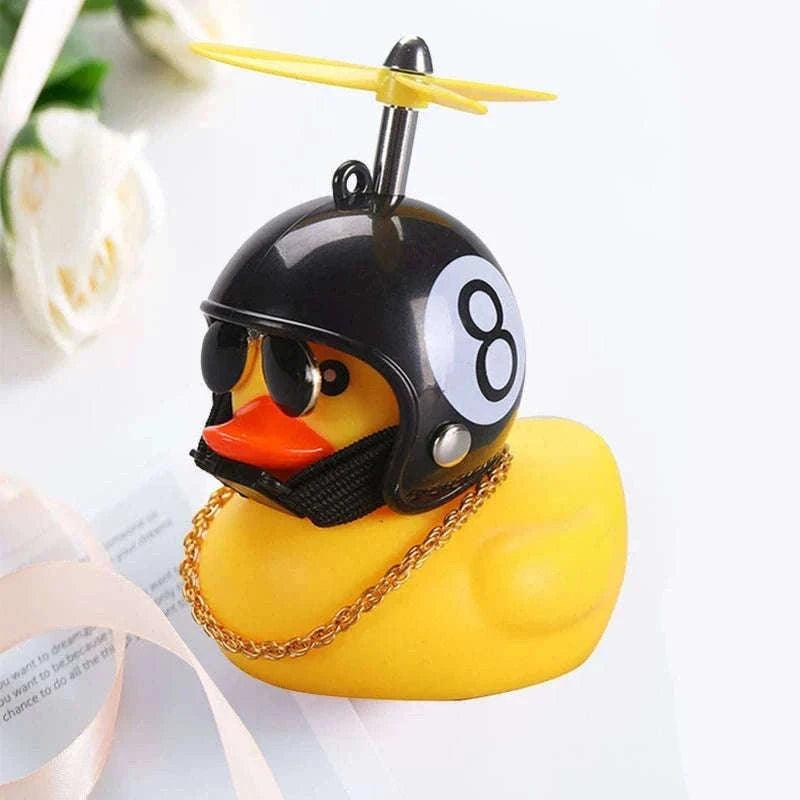 Cute Helmet Duck Car Decoration with Helmet, Propeller, Chain-Type14