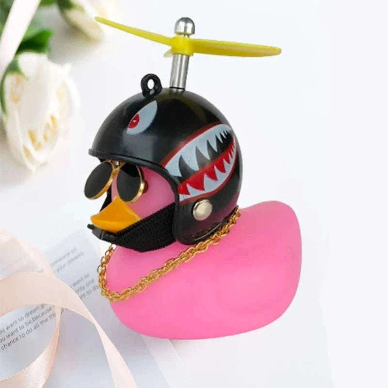 Cute Helmet Duck Car Decoration with Helmet, Propeller, Chain-Type14