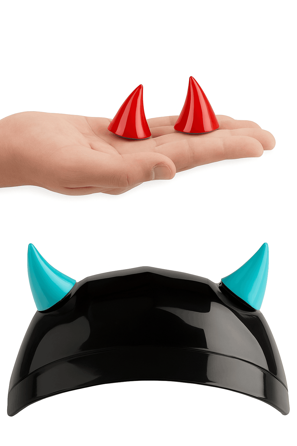 Cute Motorcycle Helmet Corner Horn Decoration for Bold Style-Black