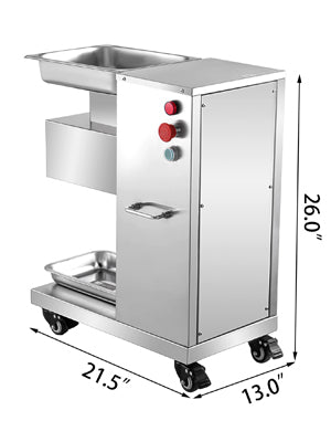 SucceBuy 500Kg/H Elektrischer Fleischschneider 750W Gewerblicher Fleischschneider 3mm Edelstahlklingen Lebensmittel-Schneidemaschine