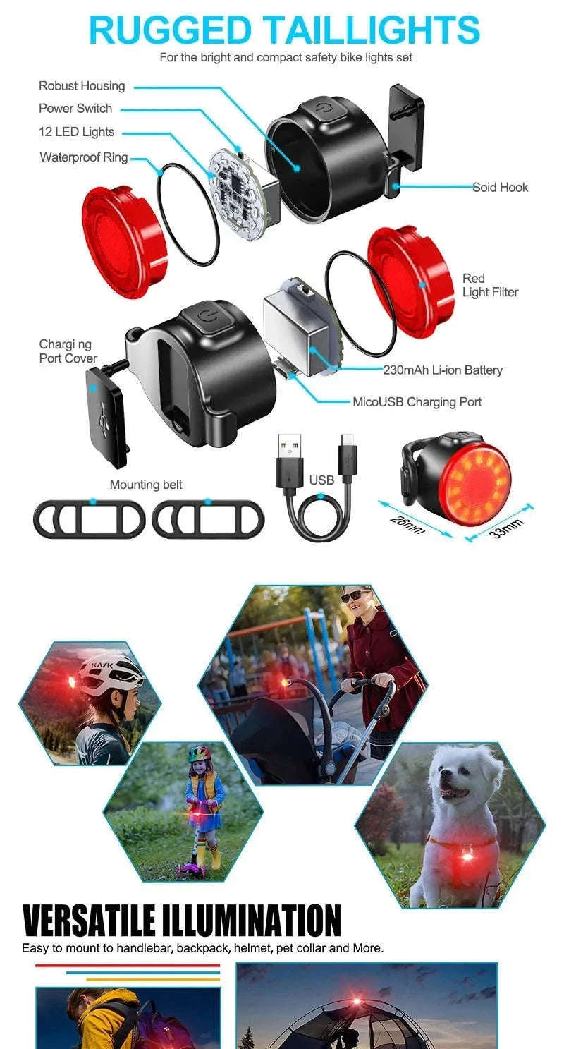 CYCLAMI 1000LM Rechargeable Bike Light for Safer Night Rides-BR1000 S2 Taillight