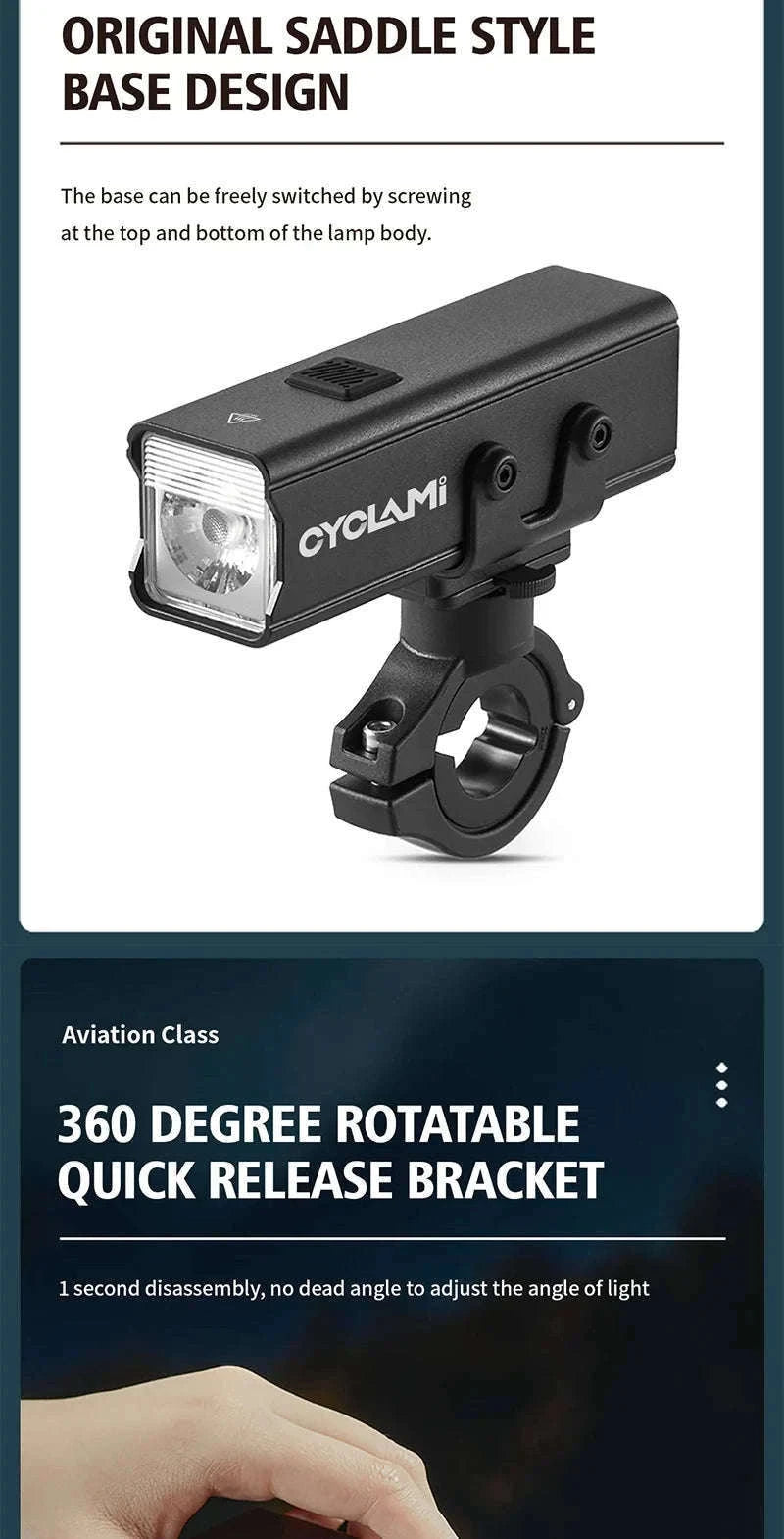 CYCLAMI 1000LM Rechargeable Bike Light for Safer Night Rides-BR1000 S2 Taillight