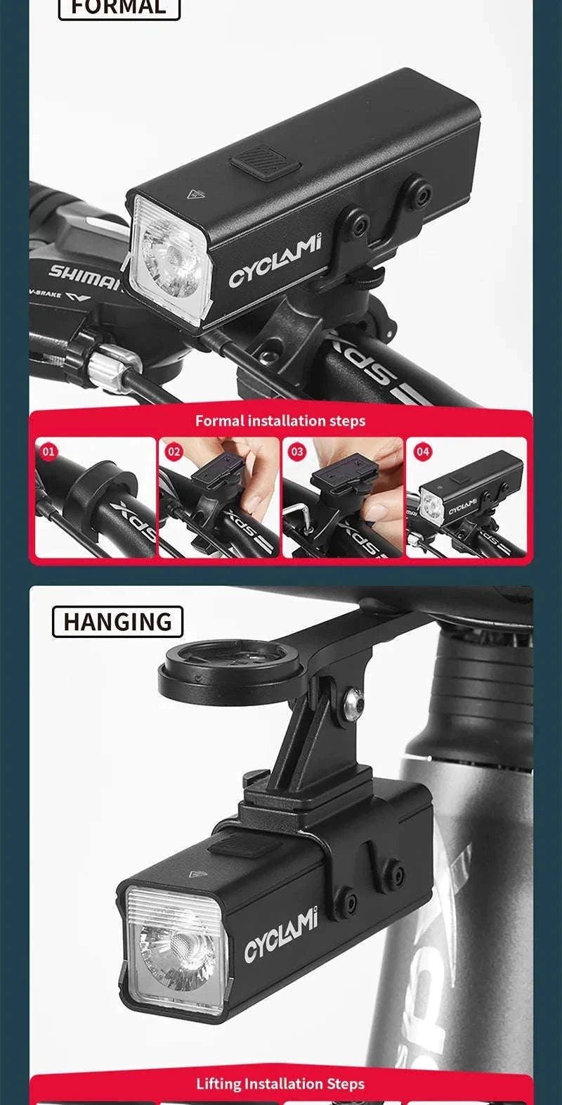 CYCLAMI 1000LM Rechargeable Bike Light for Safer Night Rides-BR1000 S2 Taillight