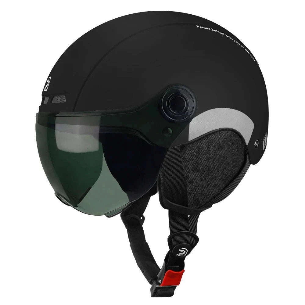 Cycling Helmet with Goggles and Ear Protection-V08-Khaki-Gray / 55-62CM