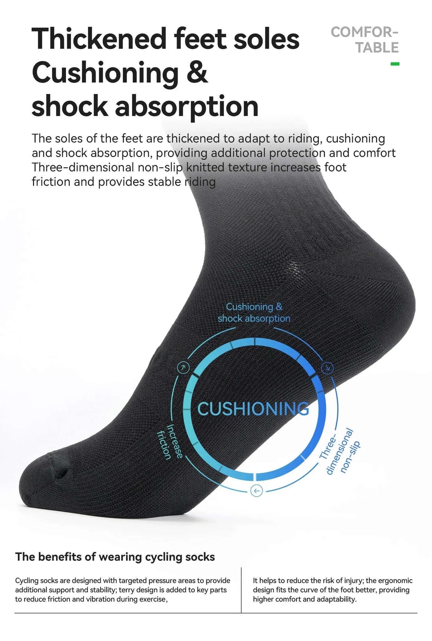 Cycling Socks Knee-High Breathable Stretch Sport Socks-2pairs 490068 / S(EUR 35-38)