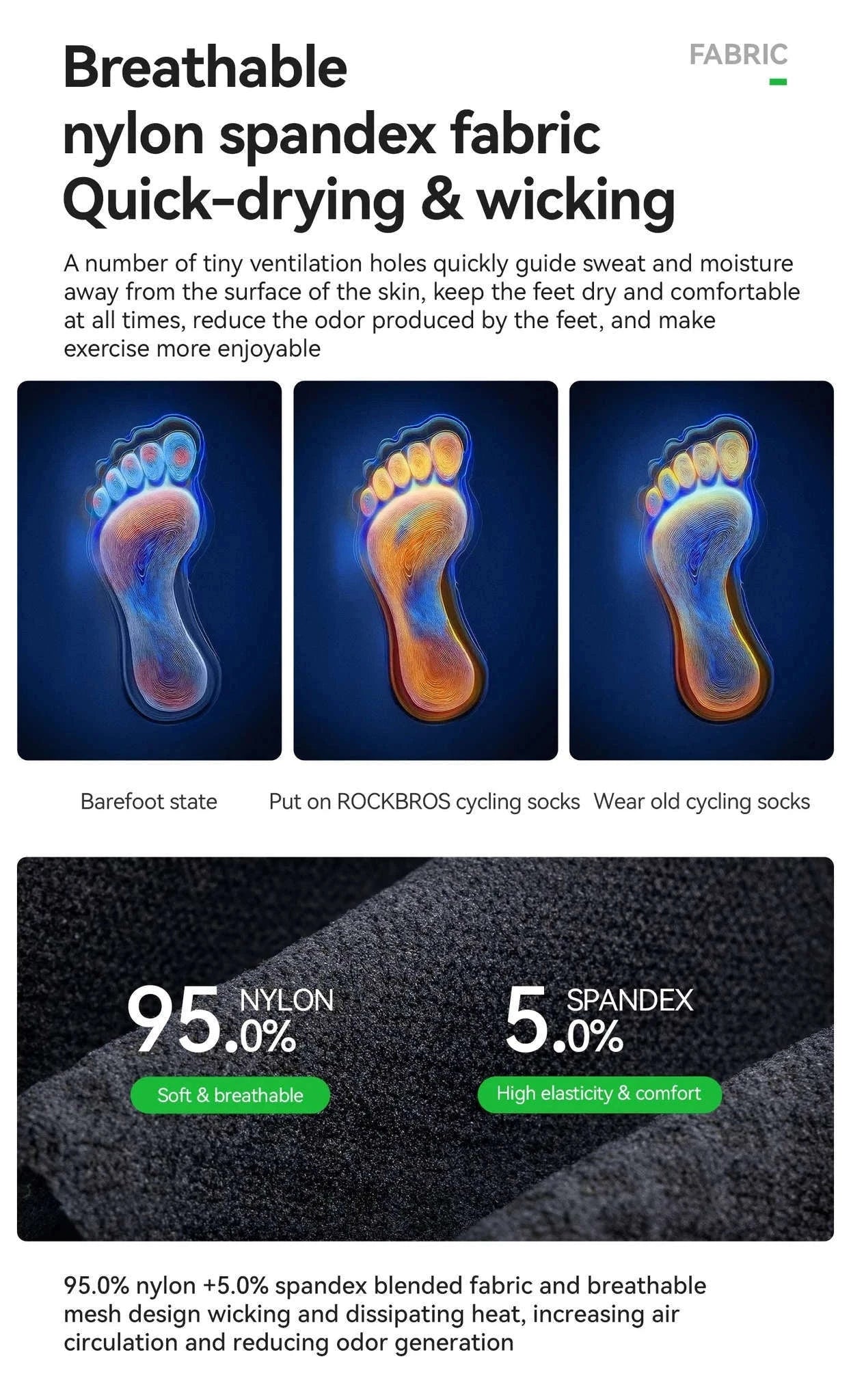Cycling Socks Knee-High Breathable Stretch Sport Socks-2pairs 490068 / S(EUR 35-38)
