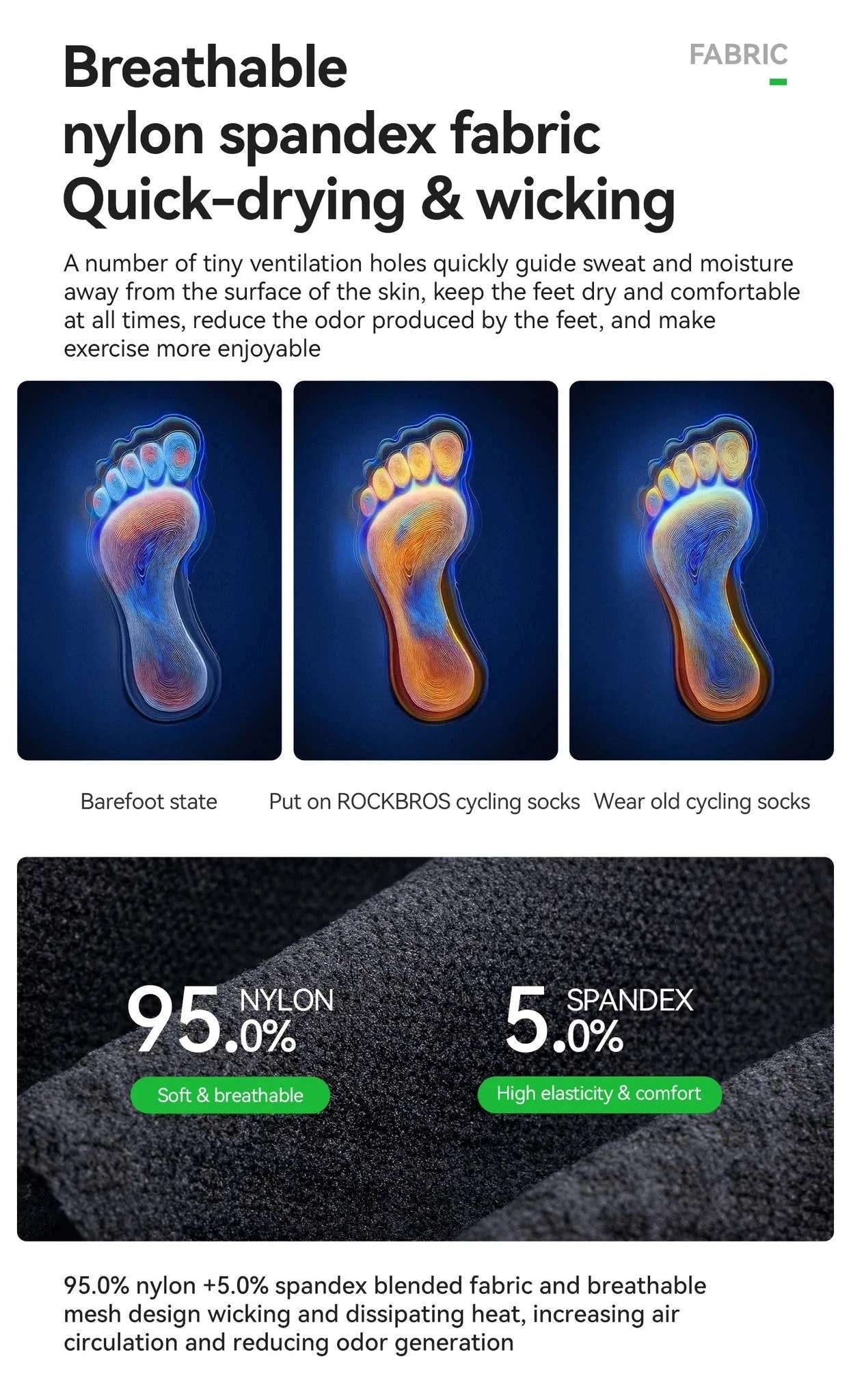 Cycling Socks Knee-High Breathable Stretch Sport Socks-2pairs 490068 / S(EUR 35-38)