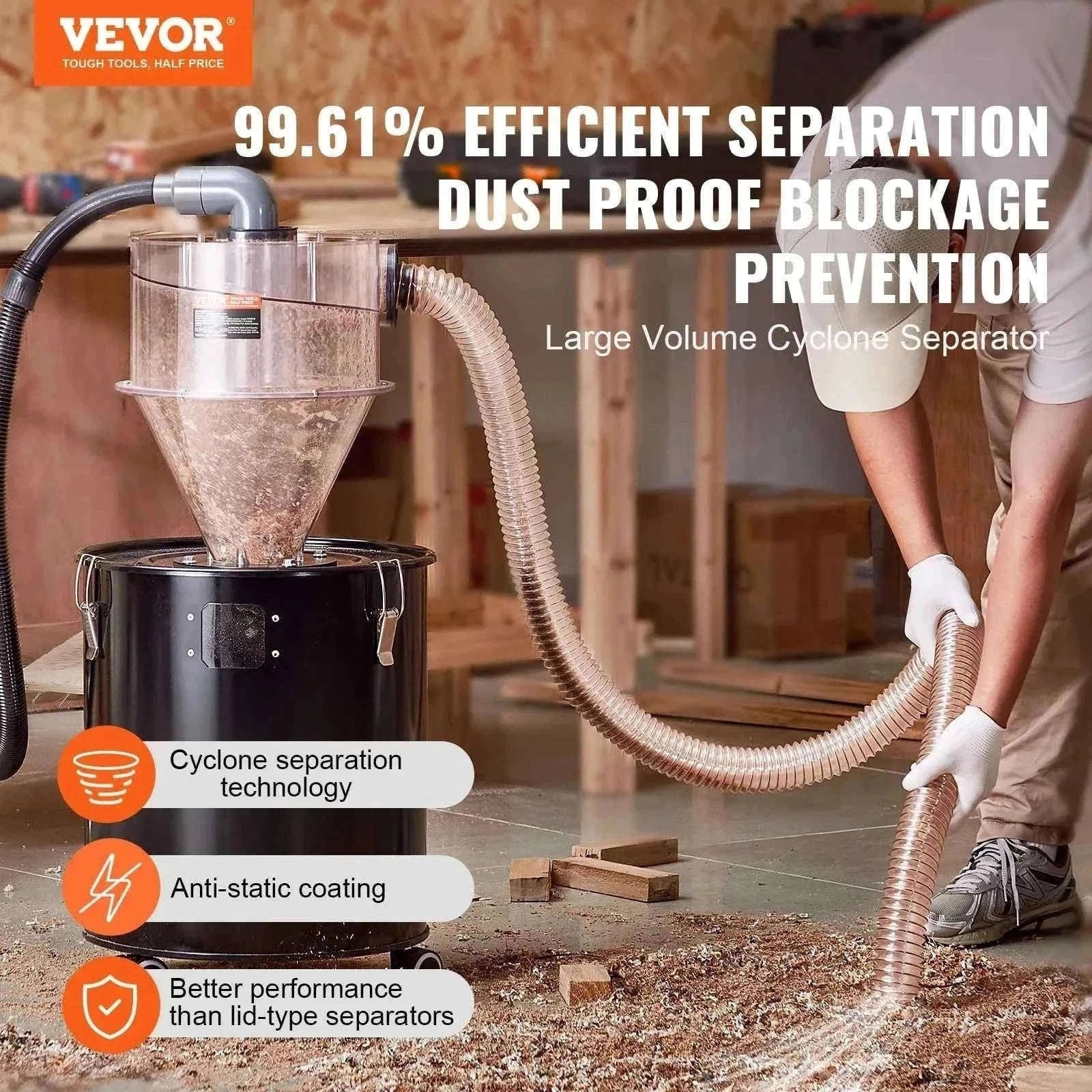 Cyclone Dust Separator 4" Retrofit for Wet/Dry Shop Vacuums, Fits 5-10 Gallon Tank-4.0in / Canada