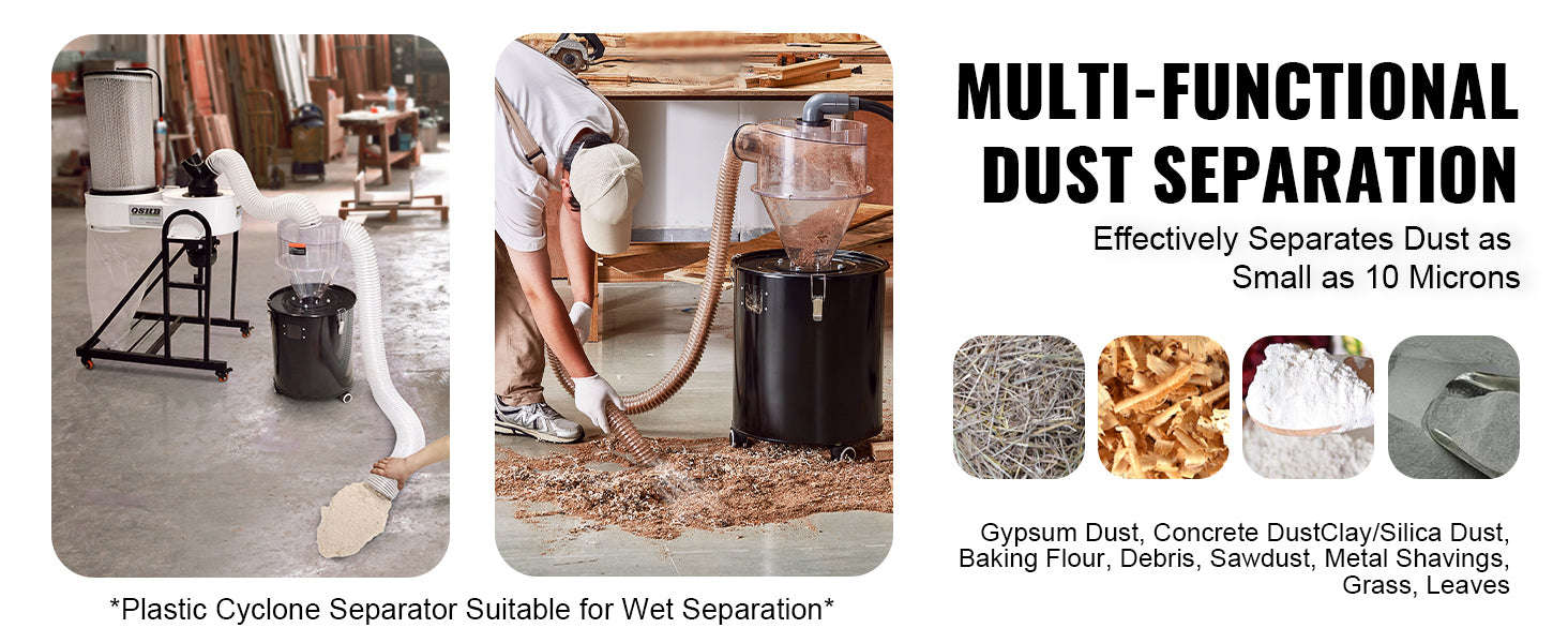 Cyclone Dust Separator with 50L Tank for 4-Inch Hoses-transparent / Germany