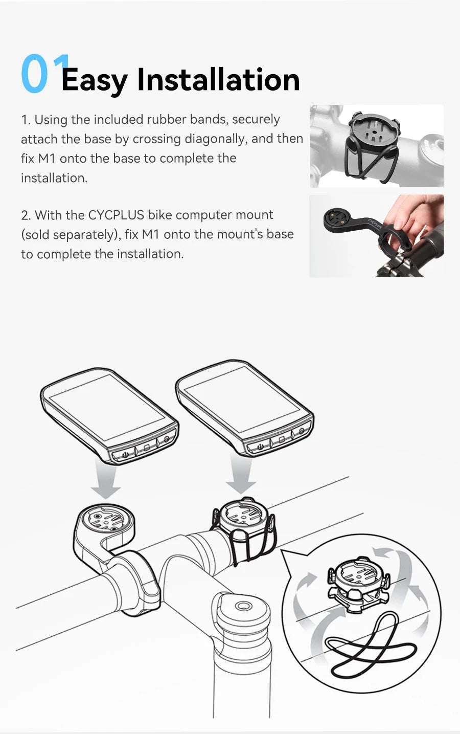 CYCPLUS M1 GPS Bicycle Computer with Bluetooth and ANT+-M1 C3x2 Z1