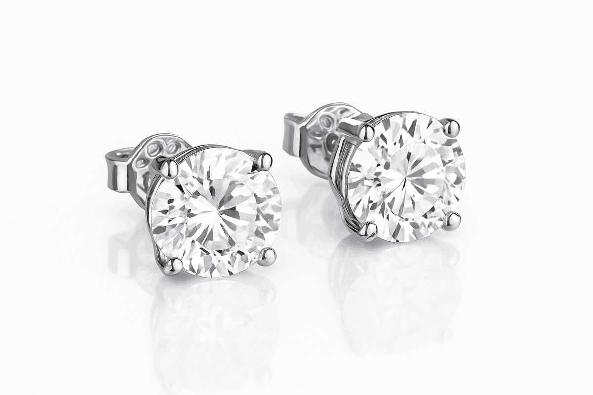 D Color Moissanite Stud Earrings in 925 Sterling Silver VVS1-6 Prong Yellow / 1ct(6.5mm)x 2pcs-box