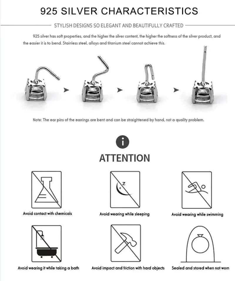 D Color Moissanite Stud Earrings in 925 Sterling Silver VVS1-6 Prong Yellow / 1ct(6.5mm)x 2pcs-box