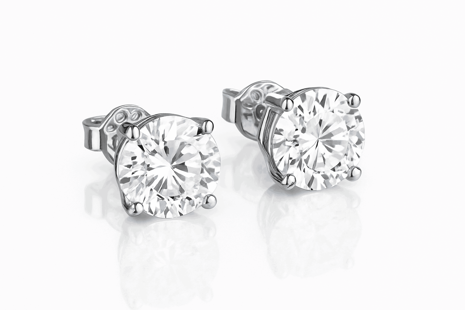 D Color Moissanite Stud Earrings in 925 Sterling Silver VVS1-6 Prong Yellow / 1ct(6.5mm)x 2pcs-box